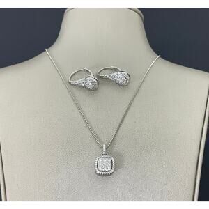 Silver-Tone Rhinestone Jewelry Set